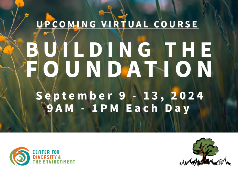 Announcement of open enrollment for Building the Foundation course, which will be held Sept 9-13, 2024 from 9am to 1pm each day. This course will be virtual.